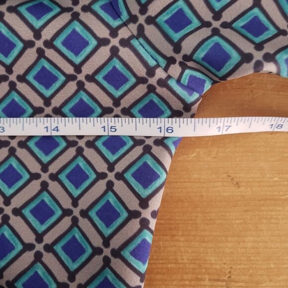 Animapop XS Small Long Sleeve Blue Print Asymmetrical Neckline Reversible Dress - Picture 13 of 16